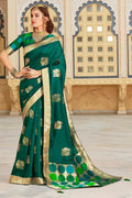 Sacramento green  banarasi saree - Buy online on Karagiri - Free shipping to USA