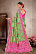 Emerald green zari woven uppada saree - Buy online on Karagiri - Free shipping to USA