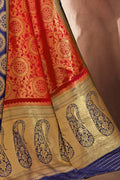 Golden Red Kanjivaram Saree