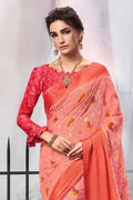 Baby Pink Chiffon Saree