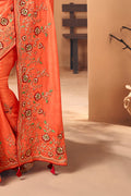 Carrot Orange Beautiful Designer Banarasi Saree