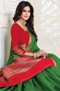 Beautiful Pine Green Woven South Silk Saree