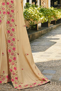 Beige Satin Silk Saree