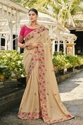 Beige Satin Silk Saree