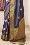 Indigo Zari Woven Chanderi Saree