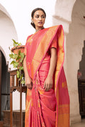 French Rose Zari Woven Chanderi Saree