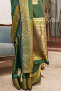 Moss Green Zari Woven Chanderi Saree