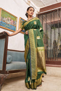 Moss Green Zari Woven Chanderi Saree