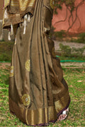 Moss Green Zari Woven Chanderi Saree