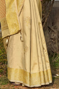 Cream Zari Woven Chanderi Saree