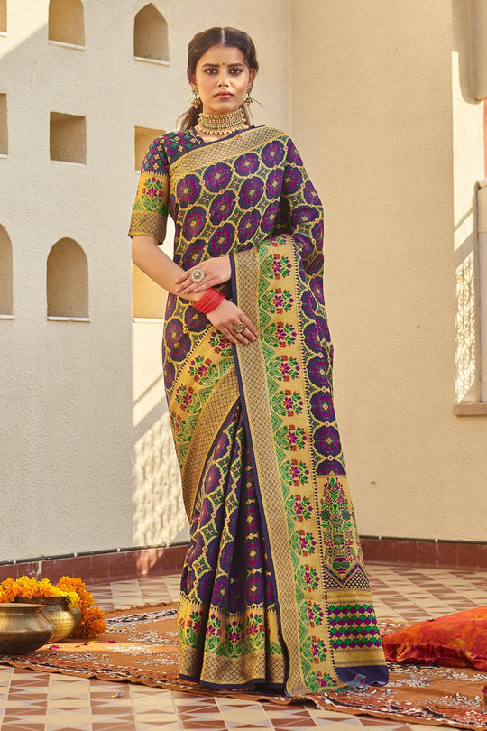 Matte Purple Zari Woven Banarasi Saree