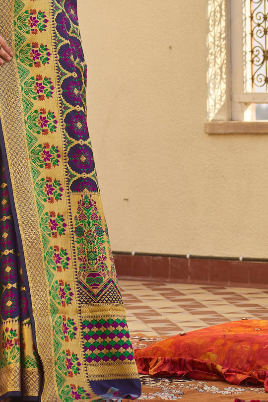 Matte Purple Zari Woven Banarasi Saree