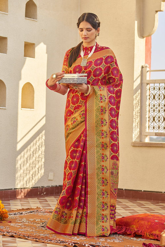 Imperial Red Zari Woven Banarasi Saree