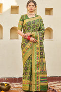 Moss Green Zari Woven Banarasi Saree
