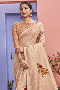 Peach Printed Chanderi Saree