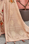 Peach Printed Chanderi Saree