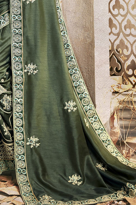 Hunter Green Zari Woven Chanderi Saree