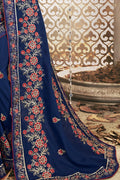 Indigo Zari Woven Chanderi Saree