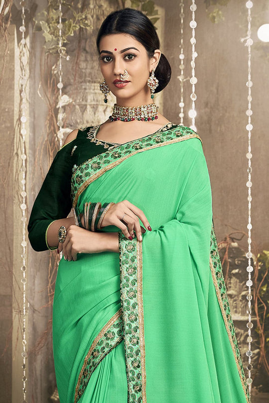Emerald Green Zari Woven Chanderi Saree