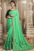 Emerald Green Zari Woven Chanderi Saree