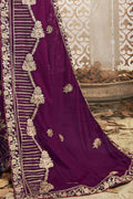 Wine Purple Zari Woven Chanderi Saree