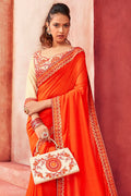 Beautiful Orange Chanderi Saree