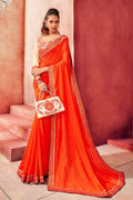 Beautiful Orange Chanderi Saree