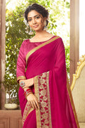 Hot Pink Chanderi Saree
