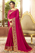 Hot Pink Chanderi Saree