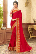 Crayola Red Chanderi Saree