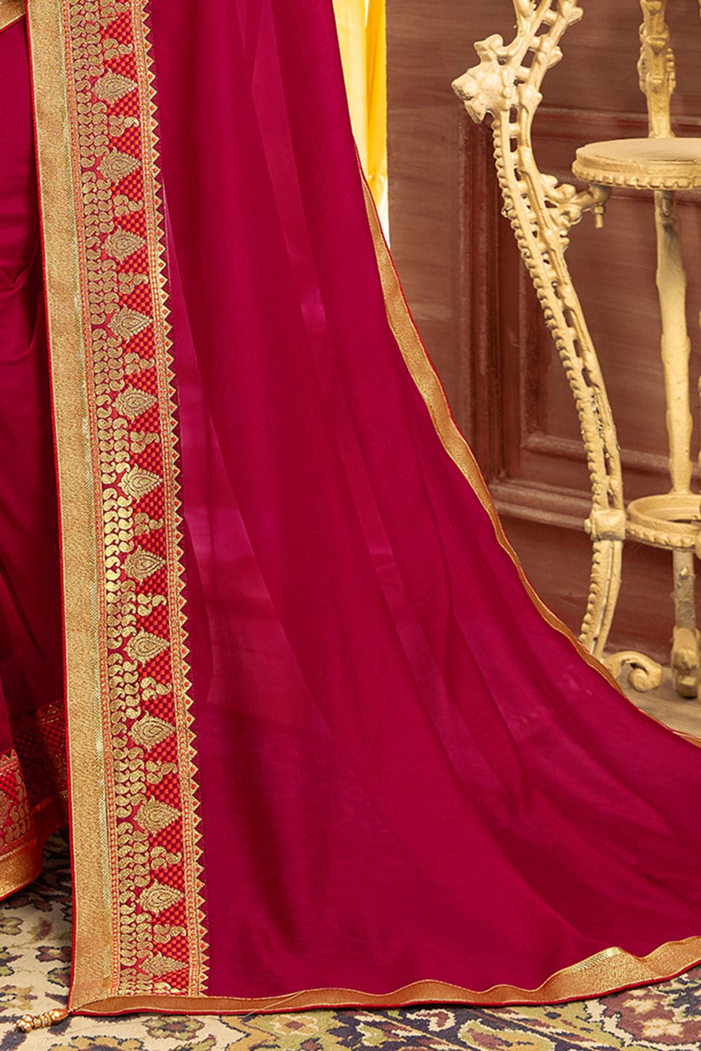 Rouge Red Chanderi Saree