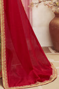 Chili Red Zari Woven Chanderi Saree