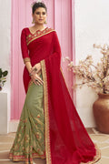 Chili Red Zari Woven Chanderi Saree