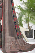 Behr Gray Printed Chanderi Saree