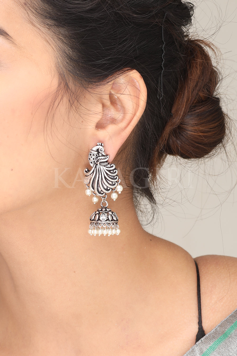 Silver Earrings with Pyramid Shaped Design | Trendy Designer Jhumki Earring  - Earrings, Jewellery - FOLKWAYS