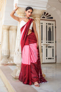 Brick Red And Pink Mulmul Cotton Saree