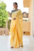 Pineapple Yellow Mulmul Cotton Saree