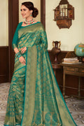 Parakeet green handcrafted customised kanjivaram Saree - Buy online on Karagiri - Free shipping to USA