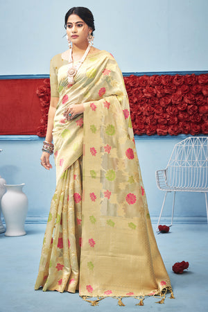 Wheat Brown Organza saree