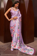 Light Purple Satin Crepe Saree