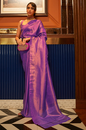 Mauve Violet Kanjivaram Saree