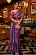 Violet Kanjivaram Saree