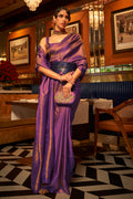 Violet Kanjivaram Saree