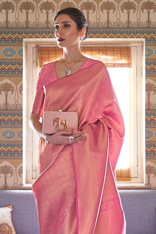 Thulian Pink Kanjivaram Saree