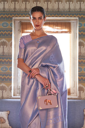 Cloud Grey Kanjivaram Saree