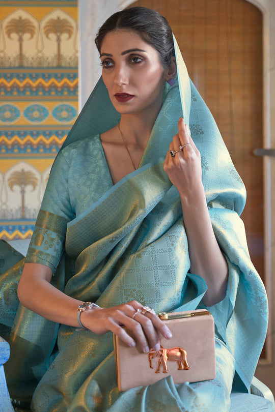 Sage Green Kanjivaram Saree