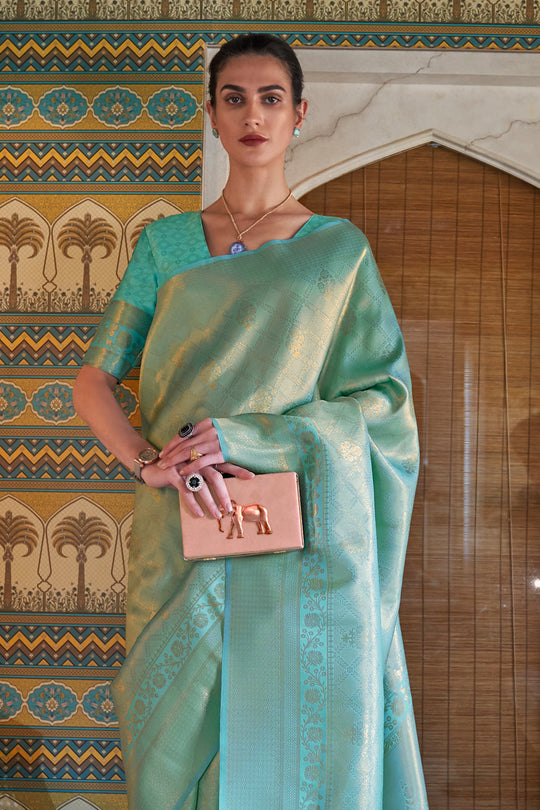 Mint Green Kanjivaram Saree