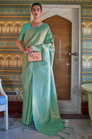 Mint Green Kanjivaram Saree