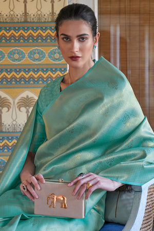 Mint Green Kanjivaram Saree