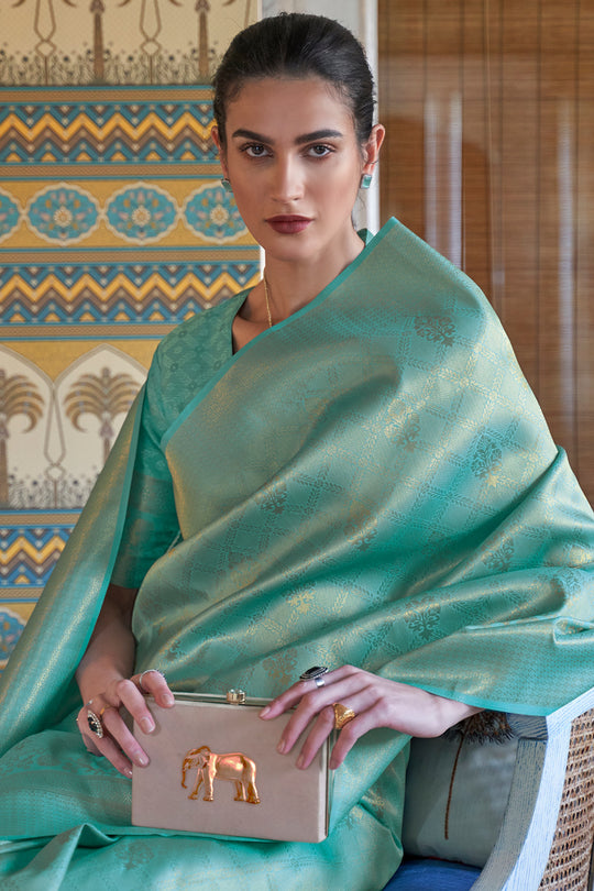Mint Green Kanjivaram Saree
